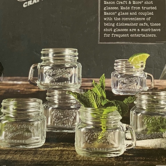 Mason Craft Clear Glass Shot Glasses 6 Piece Set 2 OZ Mason Jar Glasses. - Picture 5 of 8